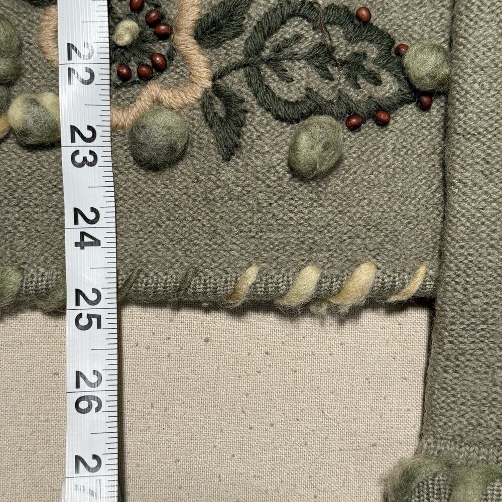 Vtg Nordic Design Womens Large Wool Knit Floral Leaves Button Cardigan Sweater - Picture 6 of 8